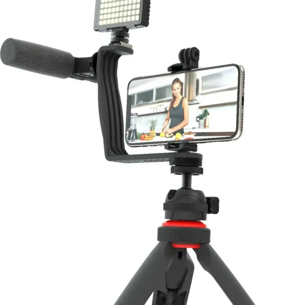 Digipower - Phone Video Stabilizer Rig Kit with Microphone, Light diffuser